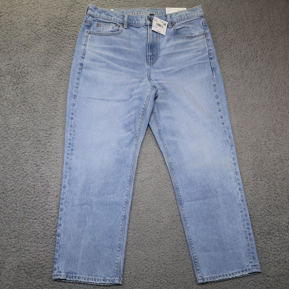 American Eagle Super High-Rise Ankle Straight Jeans Light Wash 10 Short 4873-414